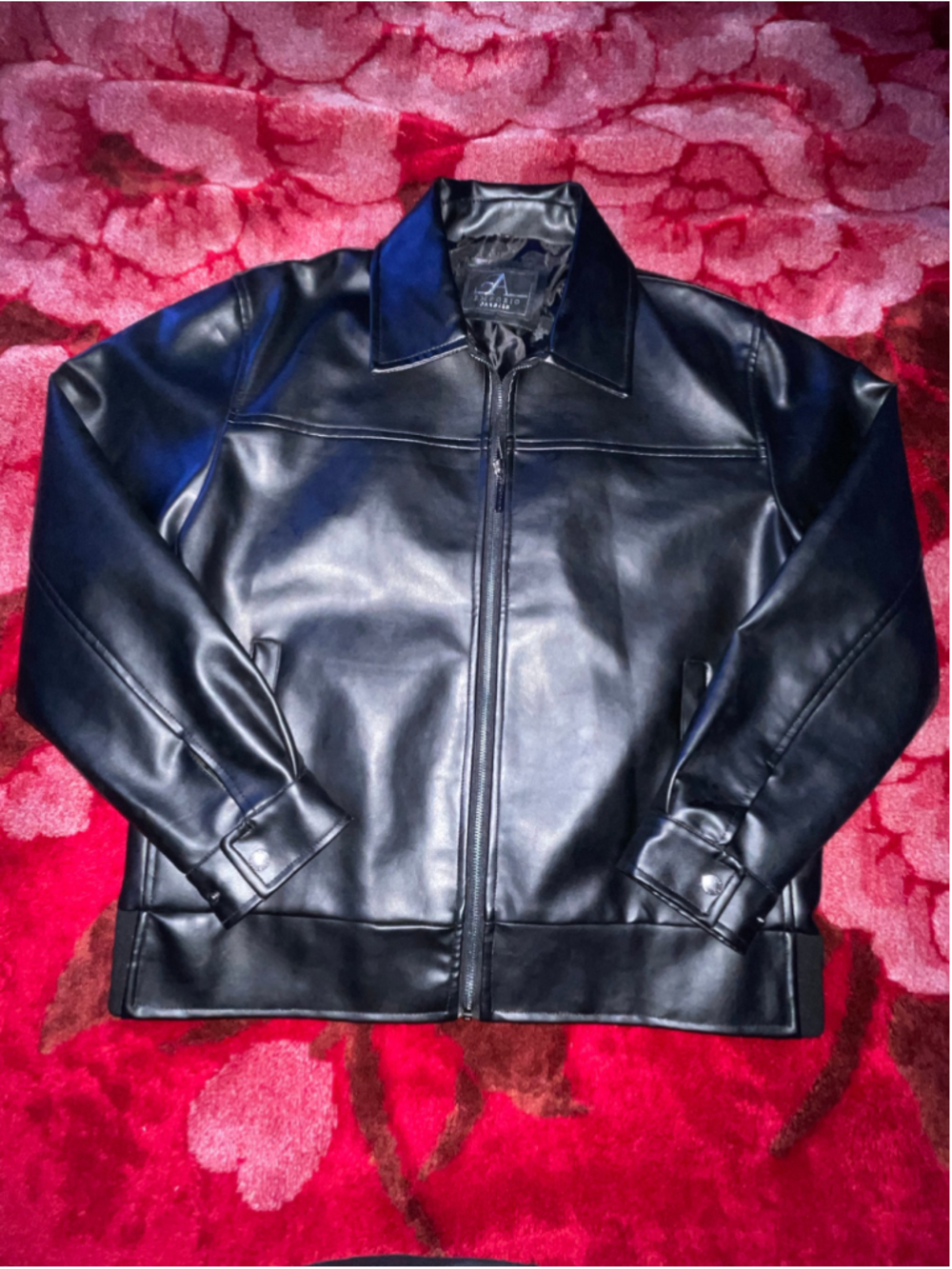 Men's Emporio Fashion Black Leather Bomber Jacket Size L